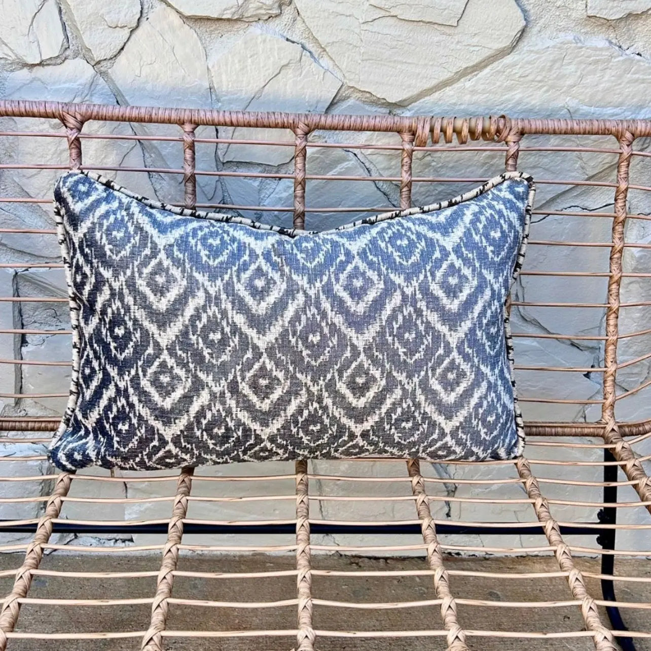 Blue Ikat Lumbar Pillow Cover — 16x24 AliJ Designs