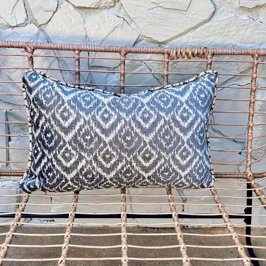 Blue Ikat Lumbar Pillow Cover — 16x24 AliJ Designs