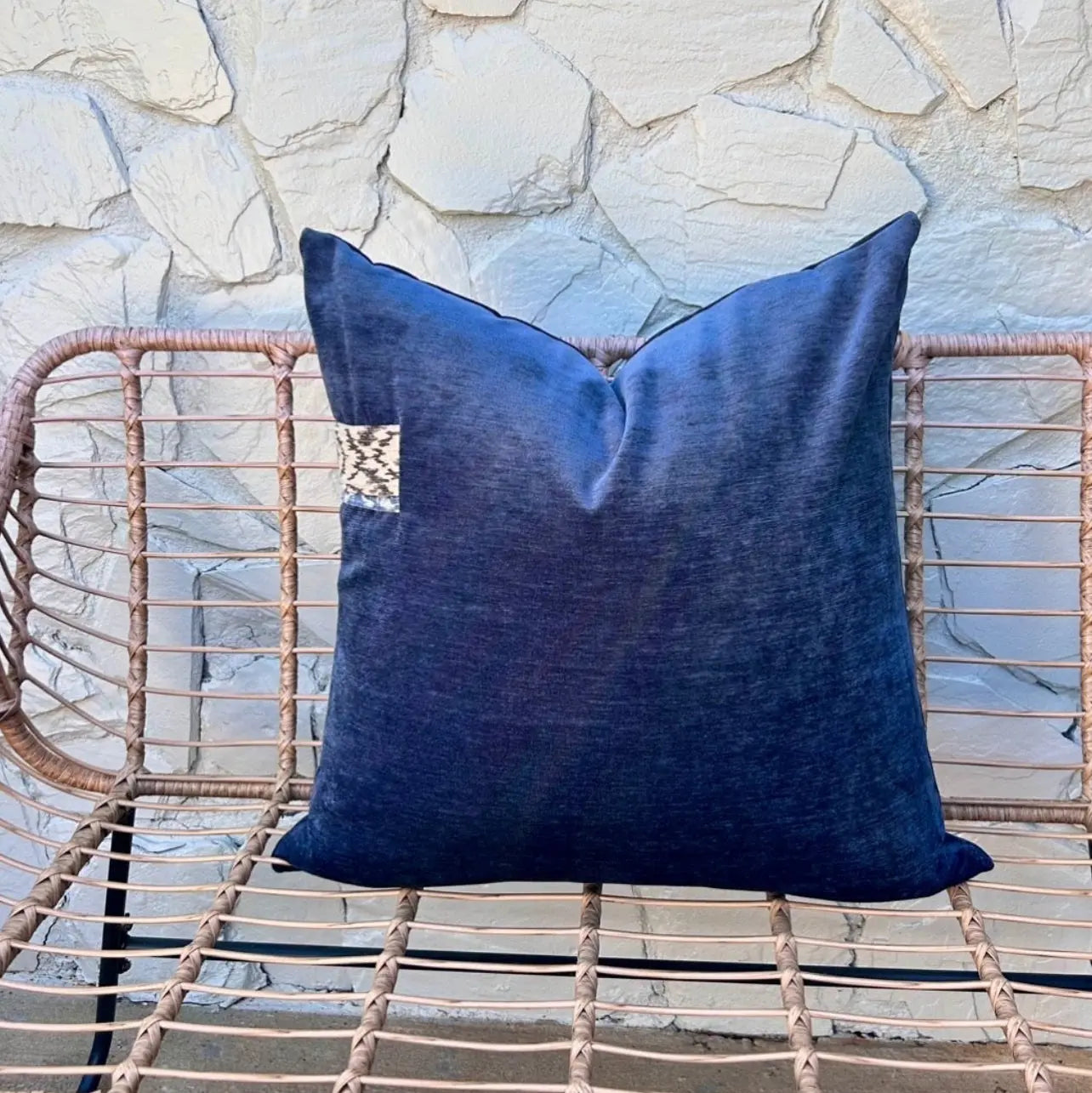Blue Velvet Tab Pillow Cover — 24x24 AliJ Designs