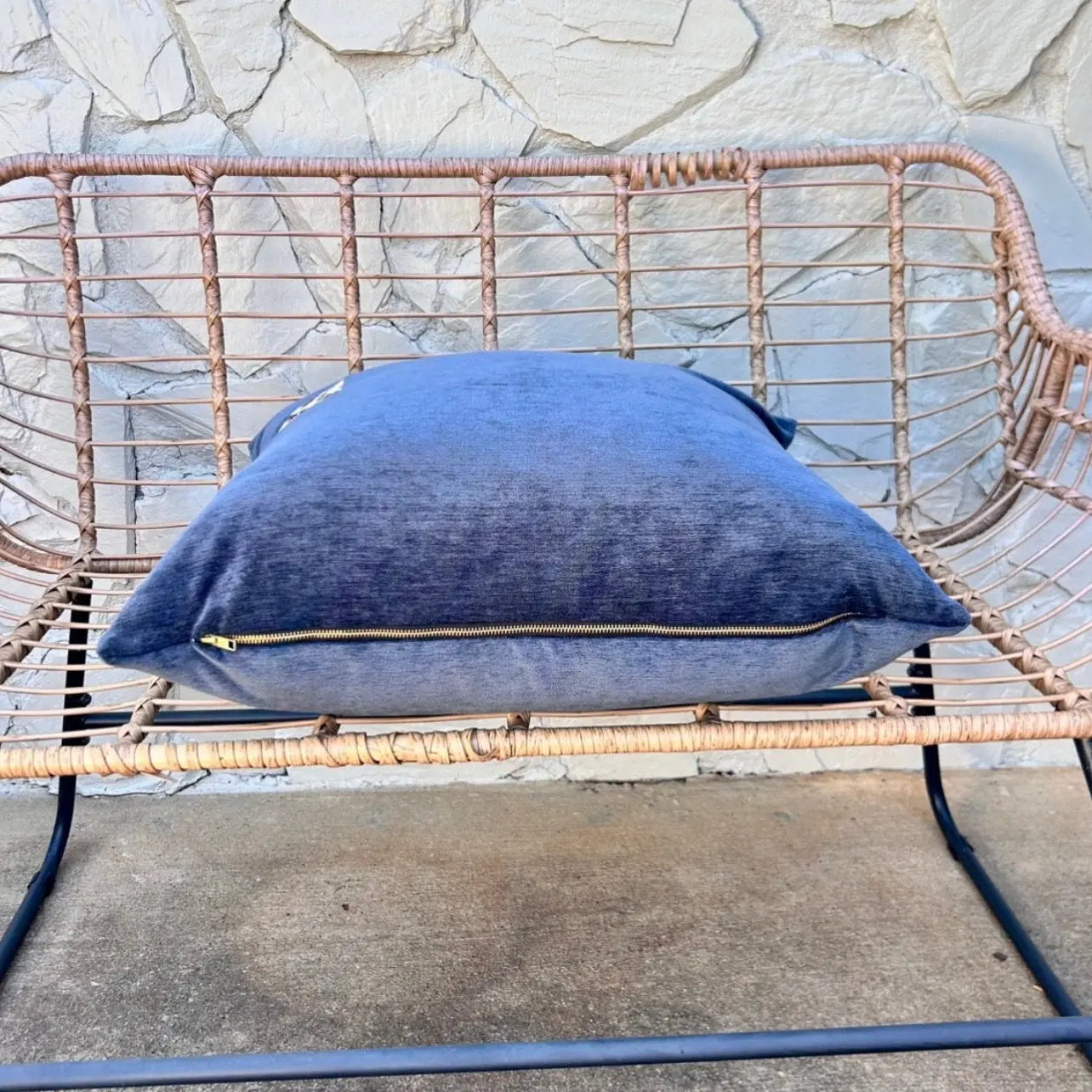 Blue Velvet Tab Pillow Cover — 24x24 AliJ Designs