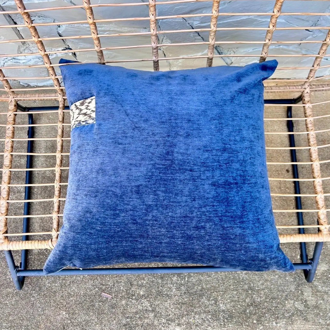 Blue Velvet Tab Pillow Cover — 24x24 AliJ Designs