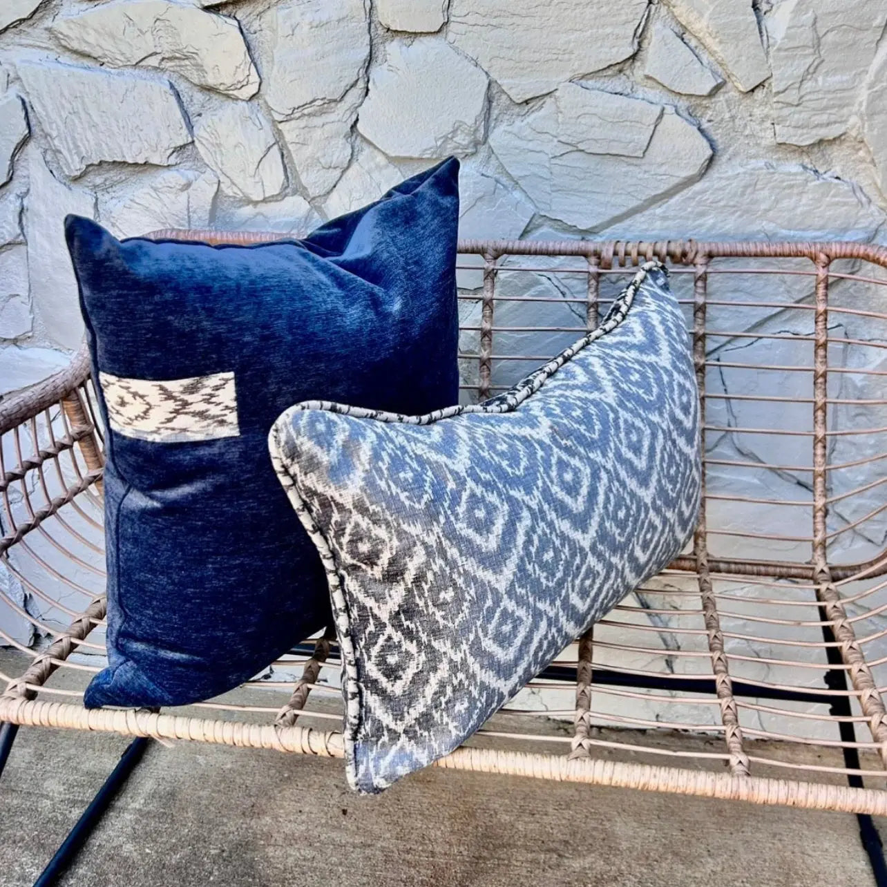 Blue Velvet Tab Pillow Cover — 24x24 AliJ Designs