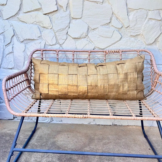 Gold Linen Braided Lumbar Pillow Cover — 16x36 AliJ Designs