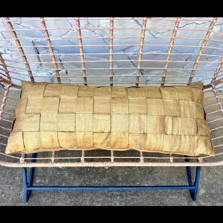 Gold Linen Braided Lumbar Pillow Cover — 16x36 AliJ Designs