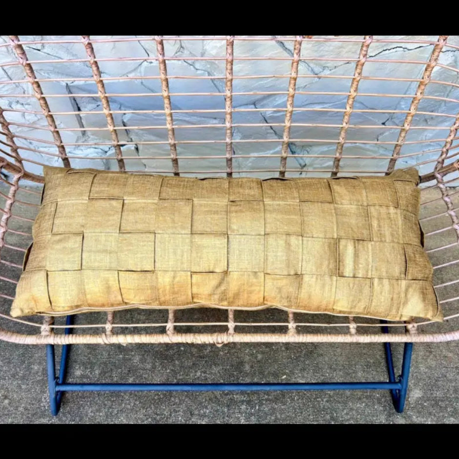 Gold Linen Braided Lumbar Pillow Cover — 16x36 AliJ Designs