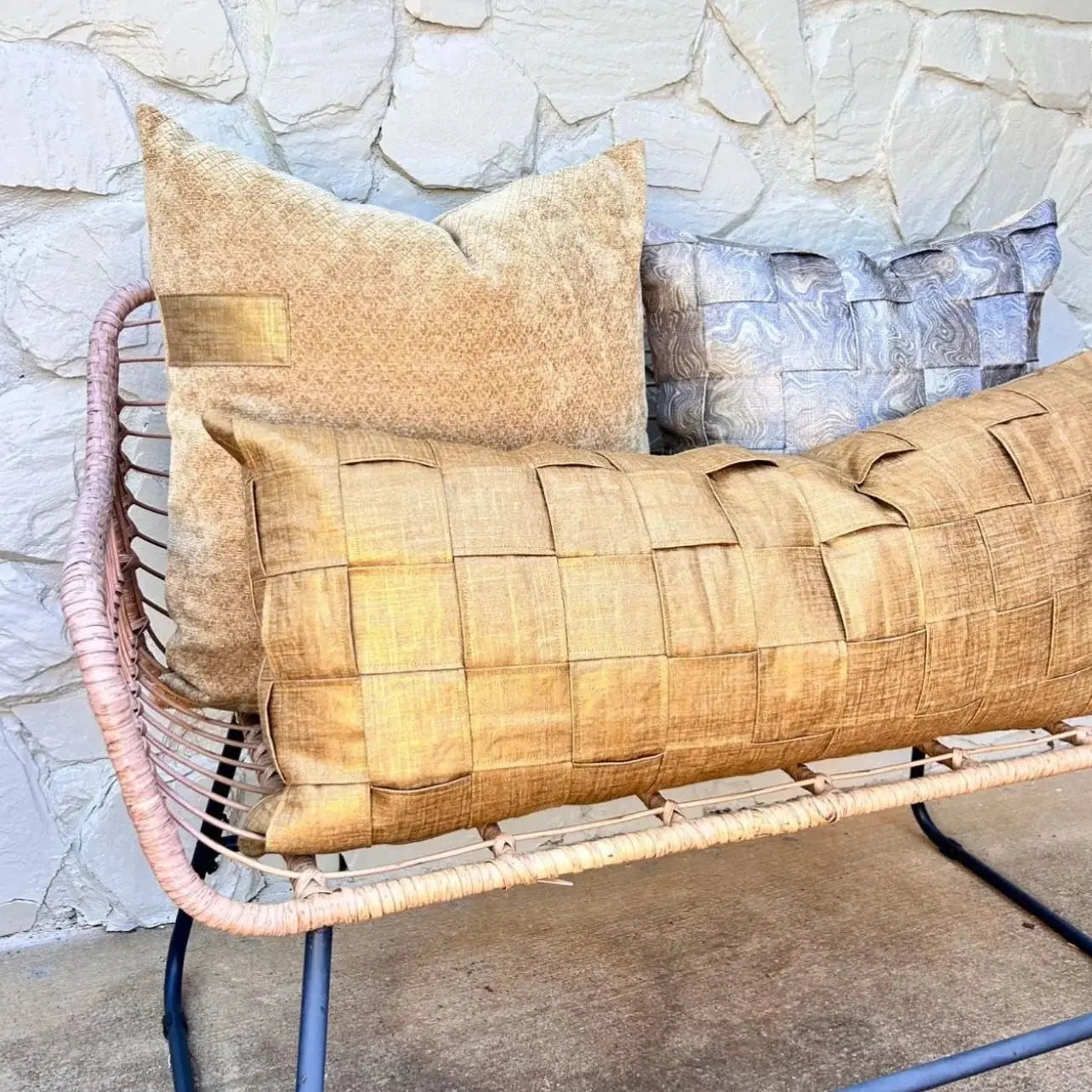 Silver Jacquard Braided Pillow Cover — 22x22 AliJ Designs